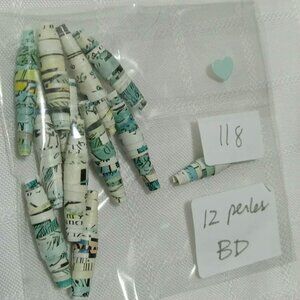 One-of-a-kind handmade/hand rolled paper beads/jewelry making/craft supplies/DIY